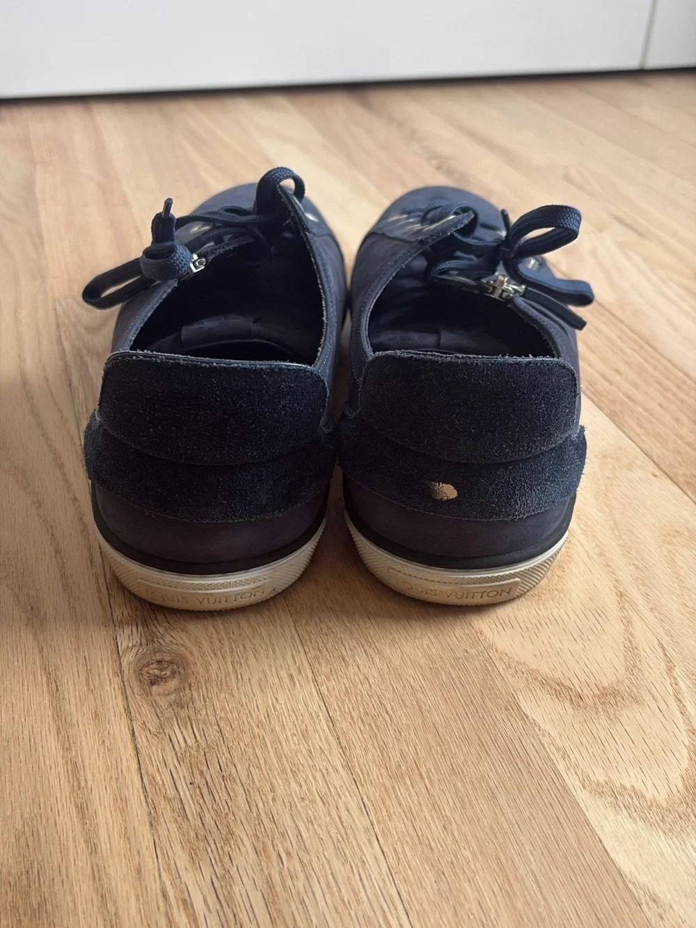 Louis Vuitton Navy Low-Top Lace-Up Sneakers with Side Zip